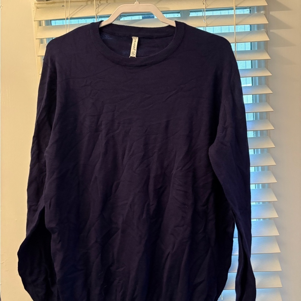 MLANM NWT Men's Crew Neck Lightweight Navy Sweater Size XL - Picture 4 of 7
